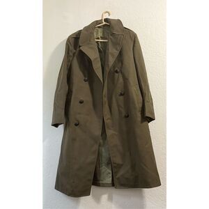 US Army Gabardine Overcoat Trench Men 38r  Olive Green  Double Breasted Wool